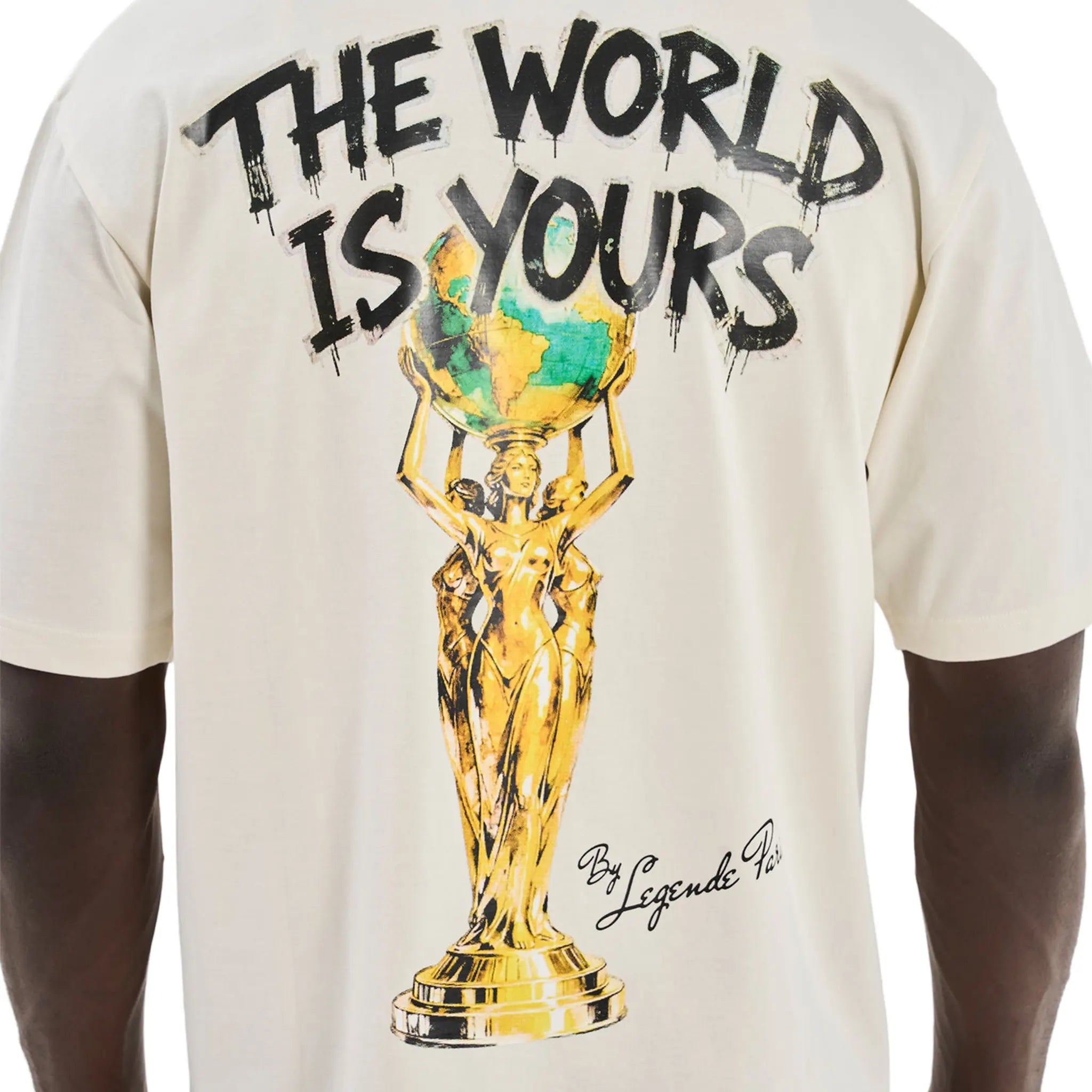 Back View of Legende Paris Twiy Statue Off White T-Shirt